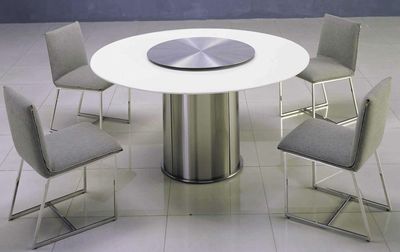 几何美居 现代北欧风格天然大理石可旋转餐厅用餐桌